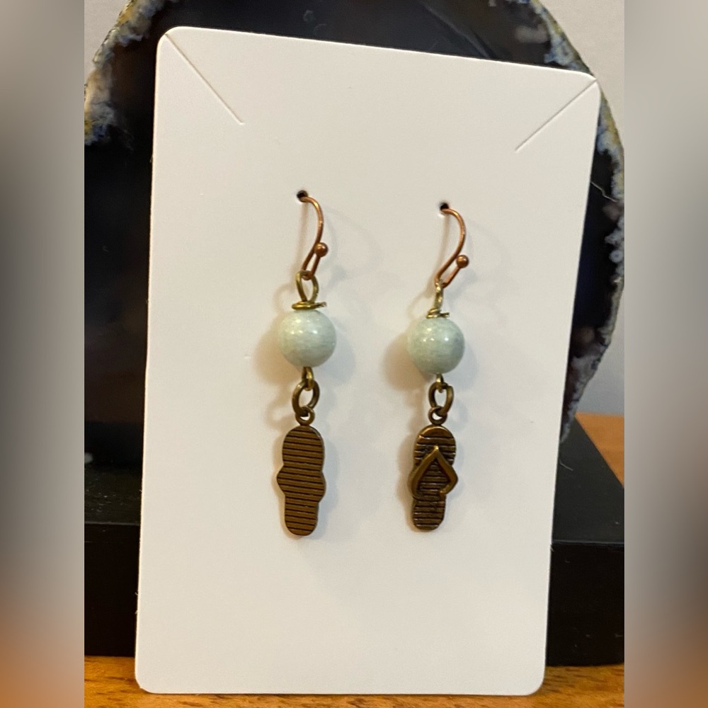 NEW Aquamarine crystals with brass sandal charms